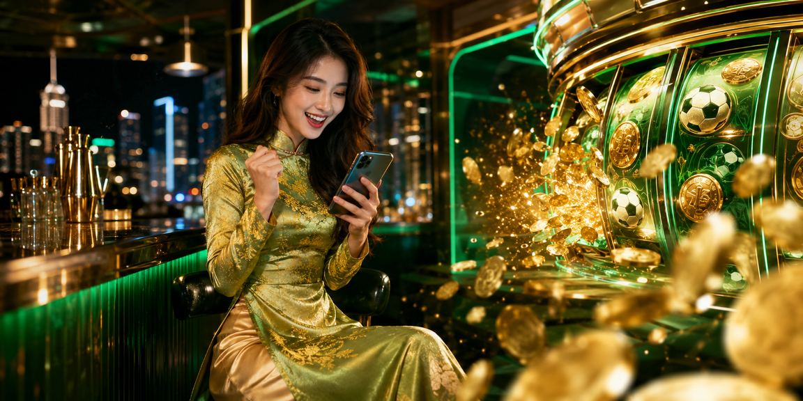 Cô gái Sài Gòn mặc áo dài theo dõi sự kiện thể thao và giải trí trên điện thoại