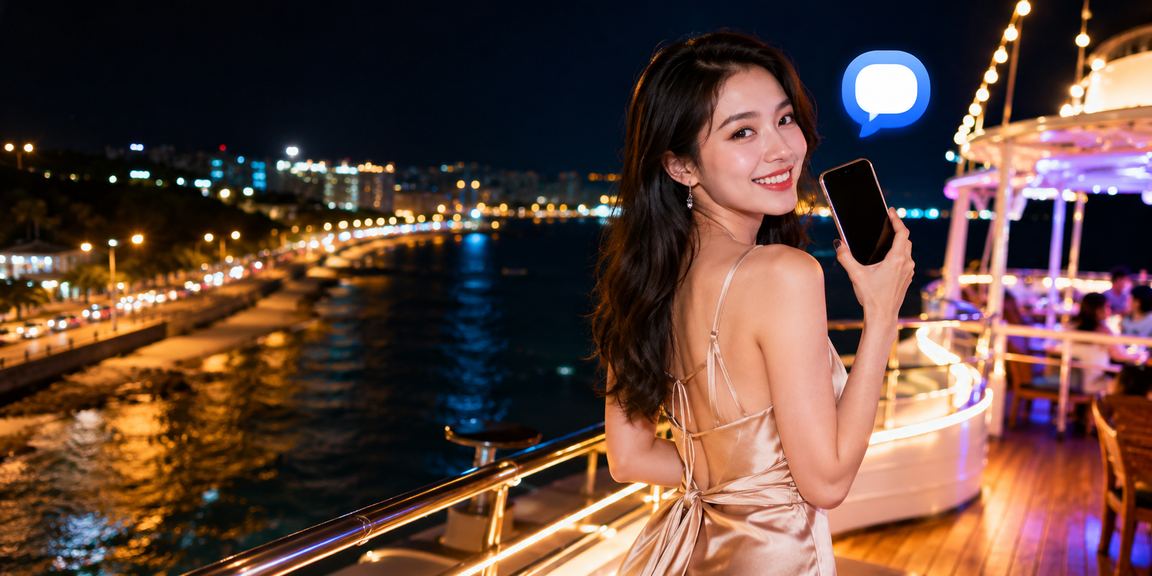 Khung cảnh bãi biển Phan Thiết về đêm, người dùng trải nghiệm casino di động và rút thưởng trực tuyến
